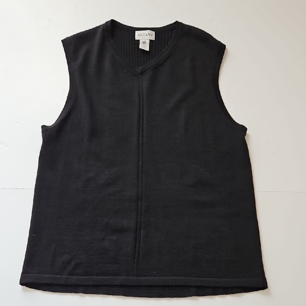 Alfani Mens 100% Merino Wool Sweater Vest Black Dark Academia Preppy SZ M